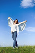 Photo: beautiful girl with big piece of cloth beautiful girl with big piece of cloth