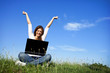 Happy woman with laptop
