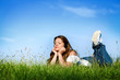 Young girl relaxing and listening music