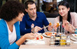 teenagers friends on breakfast