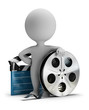 Illustration: 3d small people - cinema clapper and film tape 3d small people - cinema clapper and film tape