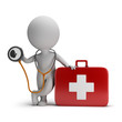 Illustration: 3d small people - stethoscope and medical kit 3d small people - stethoscope and medical kit
