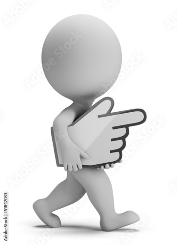 Illustration: 3d small people - carries hand cursor 3d small people - carries hand cursor