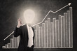 Profitable bar chart with lightbulb head man