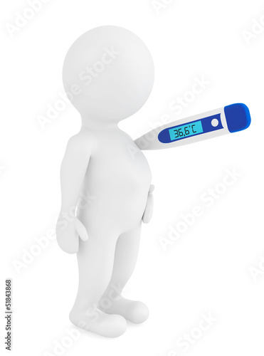 Illustration: 3D Man with thermometer 3D Man with thermometer