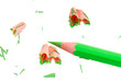 Pencil with sharpening shavings