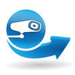 caméra sur bouton web bleu