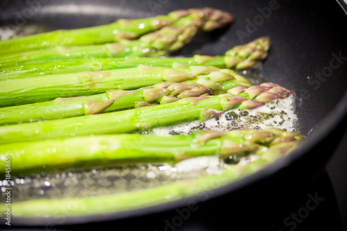 Photo: asparagus cooking in pan asparagus cooking in pan