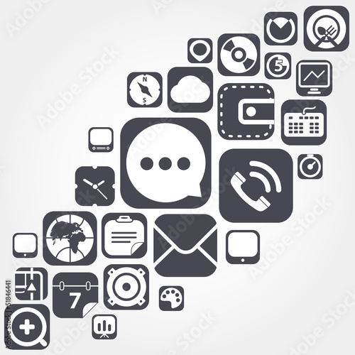 Vector: Flying web graphic interface icons Flying web graphic interface icons