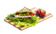 Bread with sausages and salad
