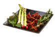 Dried tomato with asparagus and herbs