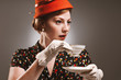 Retro Woman Drinking Her Tea