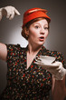 Retro Woman Drinking Her Tea
