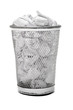 Metal bin full of paper