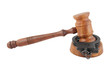Gavel and handcuffs isolated on white