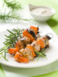 Grilled chicken and vegetable kebab