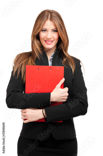 Photo: Happy businesswoman isolated on white Happy businesswoman isolated on white