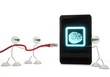 brain symbol on a smart phone with three robots