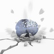 Illustration of a explosive heart symbol fallen from sky