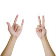 Isolated hands in a pose of love and peace