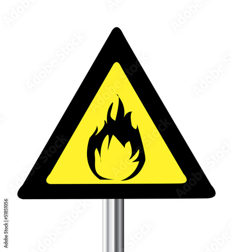 Illustration: yellow triangle flammable warning sign yellow triangle flammable warning sign