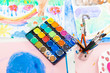 Water colors and brushes