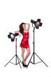 Model in the studio on white