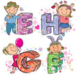 Funny alphabet with kids EFGH