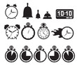 Icon set clocks, vector illustration