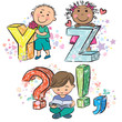 Vector: Funny alphabet with kids YZ Funny alphabet with kids YZ