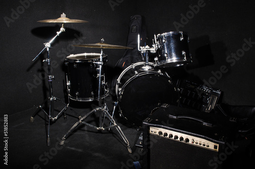Photo: Set of musical instruments during concert Set of musical instruments during concert
