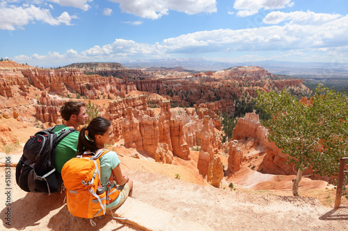 Photo: Hikers in Bryce Canyon resting enjoying view Hikers in Bryce Canyon resting enjoying view
