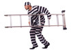 Convict criminal in striped uniform