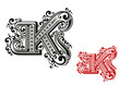 Letter K in retro vintage style