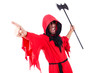 Executioner in red costume with axe on white