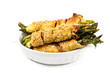 bunch of asparagus rolled with  puff pastry and speck