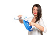 the girl fills the iron in with water