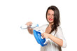 the girl fills the iron in with water