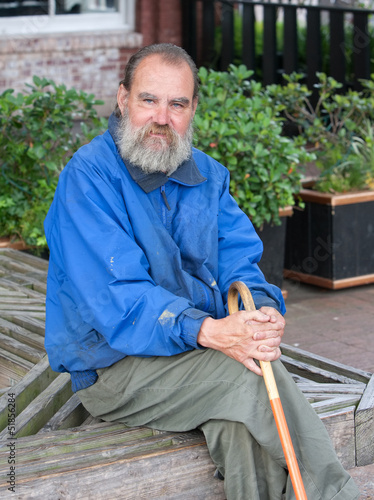 Photo: Homeless man with cane Homeless man with cane