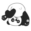 funny panda does a somersault. black and white