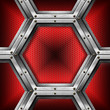 Red and Metal Background with Hexagons
