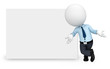 3d white people as doctor standing near big white sign