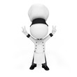 3d white people as chef standing on big white sign