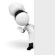 3d white people as chef standing near big white sign
