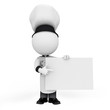 3d white people as chef pointing towards big white sign