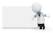3d white people as doctor showing big white sign