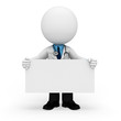 3d white people as doctor holding big white sign