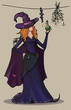 Young sexy witch with poison and spider