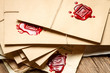 Photo: Stack of vintage envelopes with red sealant Stack of vintage envelopes with red sealant