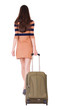 Photo: back view of walking woman with suitcase back view of walking woman with suitcase